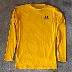 Yellow Under Armour long sleeved spandex shirt